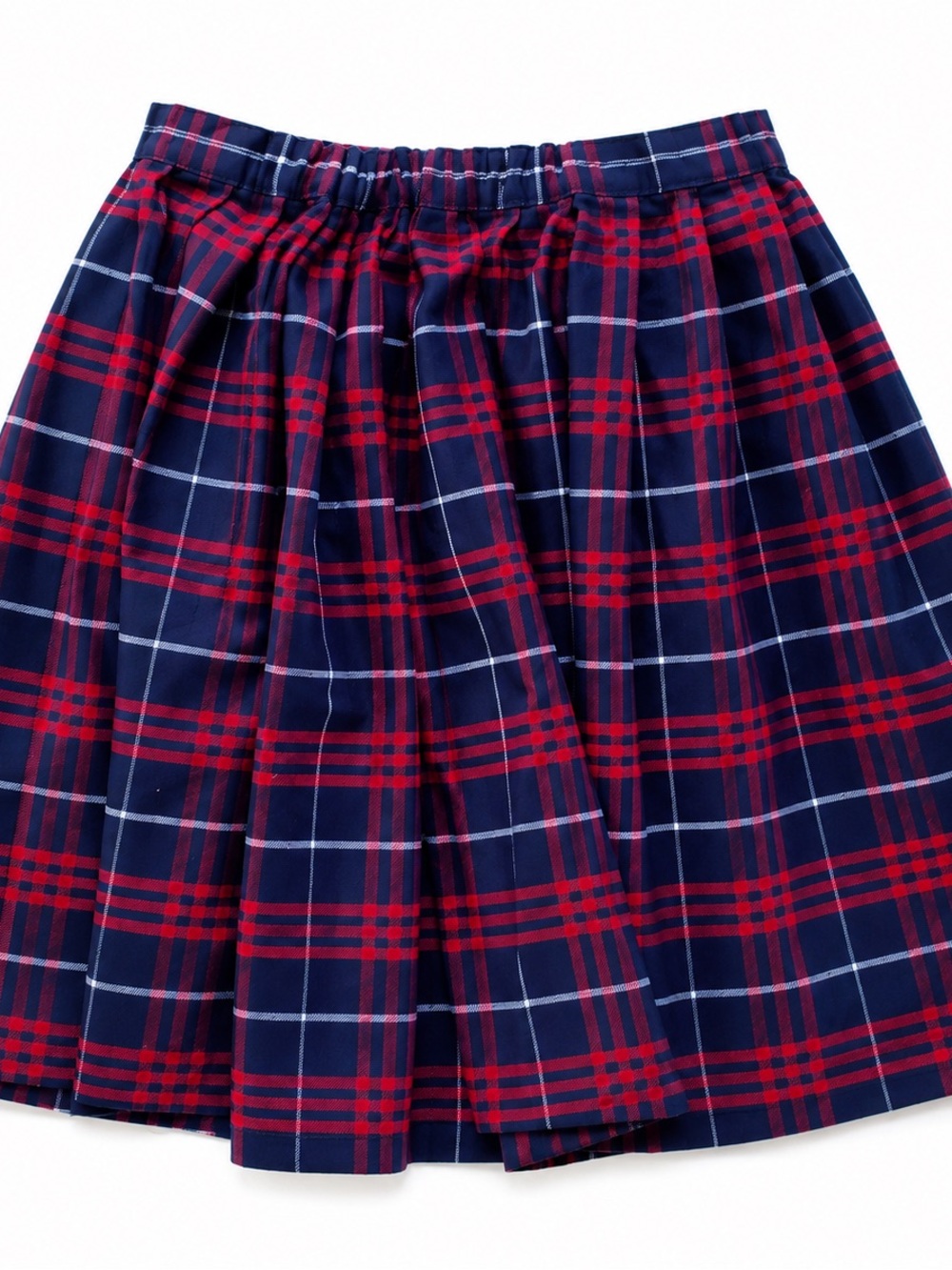 Girls Pleated Tartan Skirt in Navy and Red
